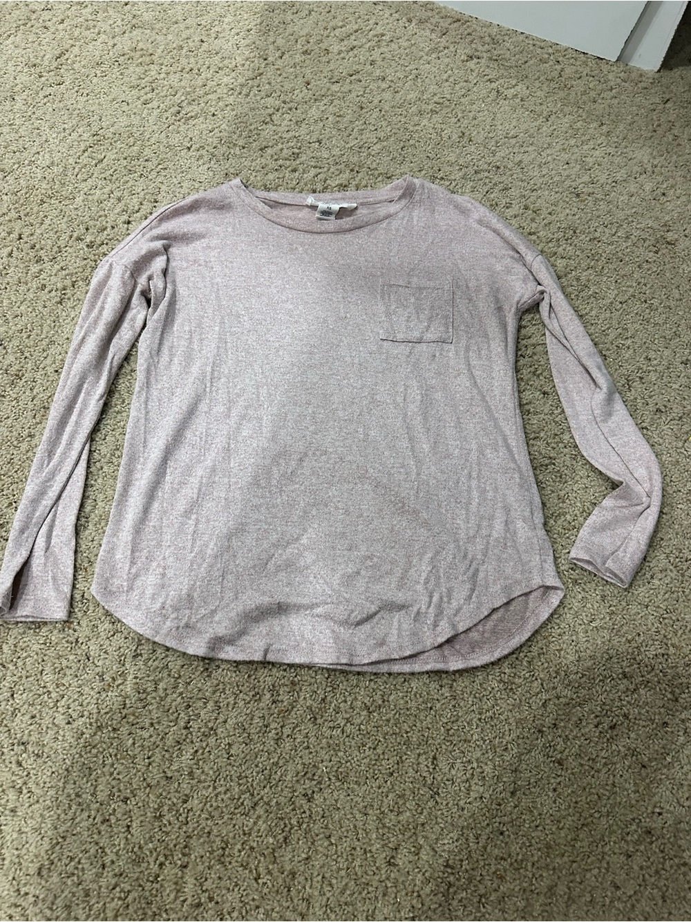 Workshop Republic Clothing Pink Long Sleeve Pocket Tee Womens XS Lightweight Top